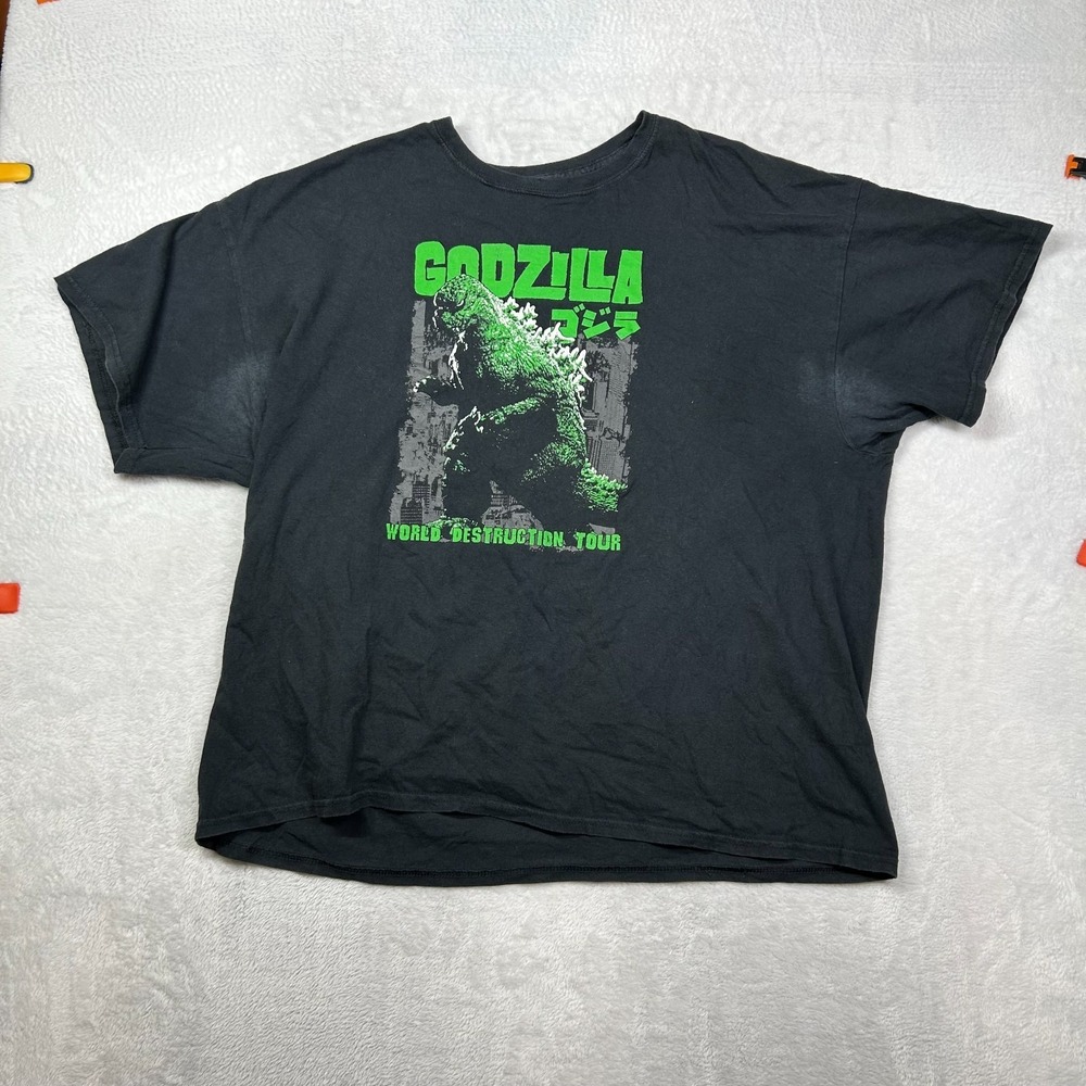 Godzilla World Destruction Tour T-Shirt Men's Black Graphic Short Sleeve Classic